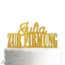 Cake Topper Zur Firmung personalisiert Gold Glitzer