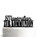 Cake Topper Zur Kommunion personalisiert Schwarz