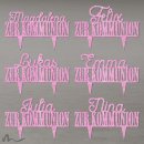 Cake Topper Zur Kommunion personalisiert Pink Glitzer