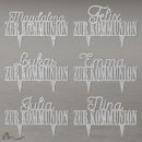 Cake Topper Zur Kommunion personalisiert Silber Glitzer