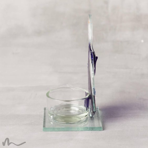 Schutzengel mit Teelichtglas Kobaltblau 11 cm