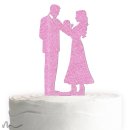 Cake Topper Brautpaar mit Baby Pink Glitzer