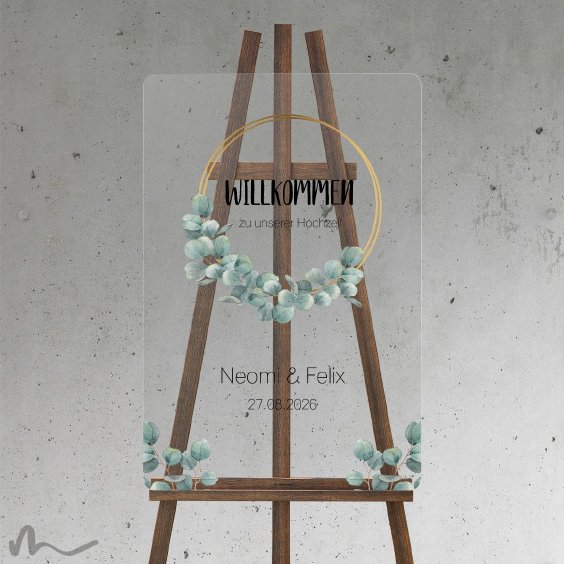 Willkommensschild Hochzeit Eukalyptus