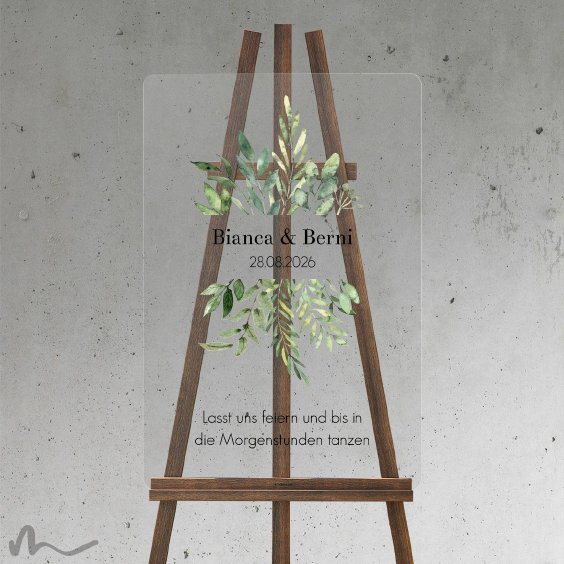 Willkommensschild Hochzeit Greenery