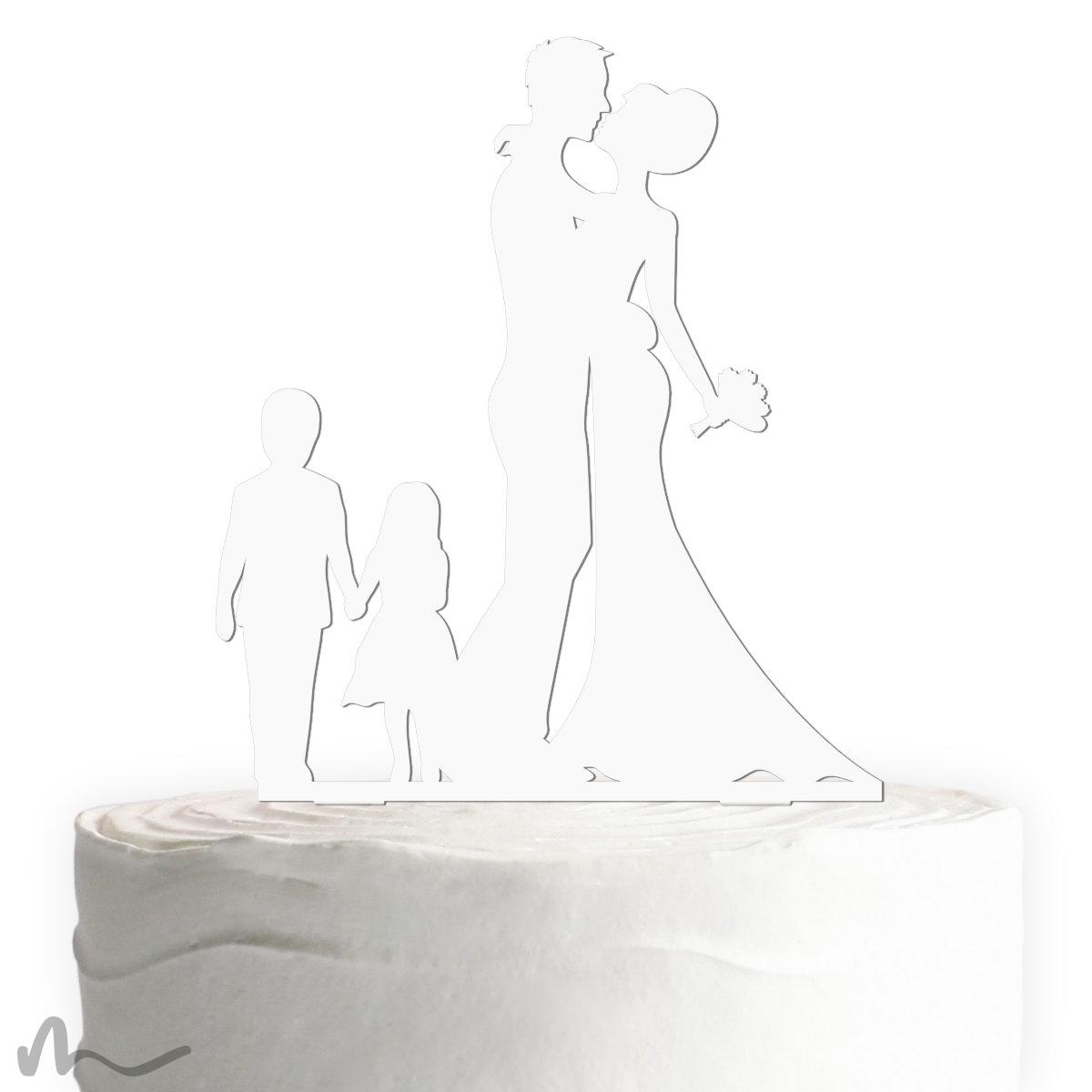 Cake Topper Brautpaar Mit Kindern - Acryl Hochzeitsdekoration Für Torten