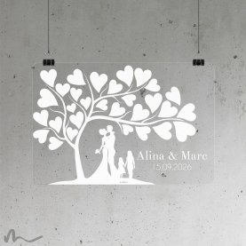 Hochzeitsbaum Brautpaar mit Kindern Mädchen 30