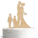 Cake Topper Brautpaar mit Kindern Jungen Holz