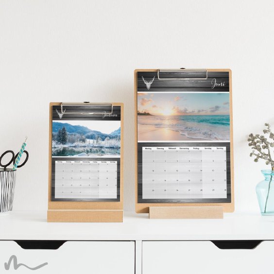 Klemmbrett Kalender mit Aufsteller Edler Hirsch ein wunderbares Geschenk