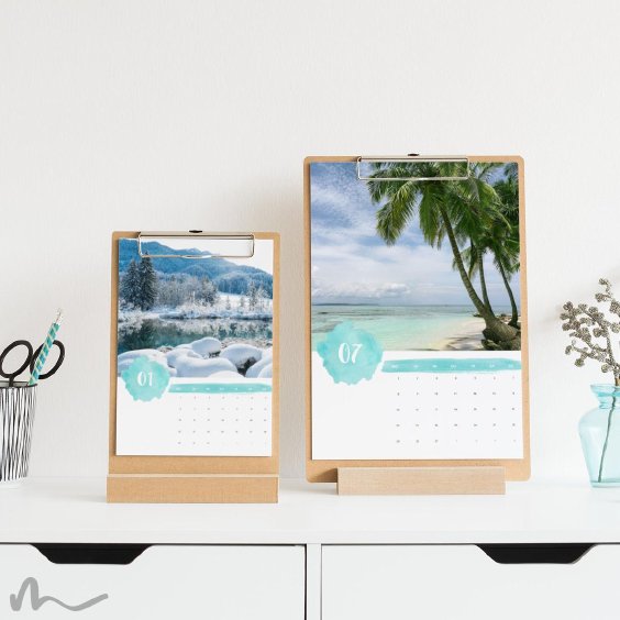 Klemmbrett Kalender mit Aufsteller Farbtupfer ein wunderbares Geschenk