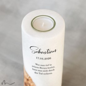 Trauerkerze Holzelement Schlicht Ø8 x 20 cm