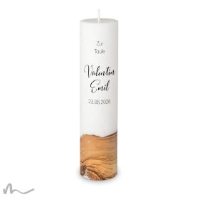 Taufkerze Holzelement Docht Schlicht Ø6 x 25 cm