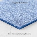 Cake Topper Brautpaar mit Kindern Blau Glitzer